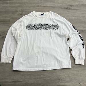 Vintage Y2K Sideout Tribal Dragon Graphic Long Sleeve Shirt White